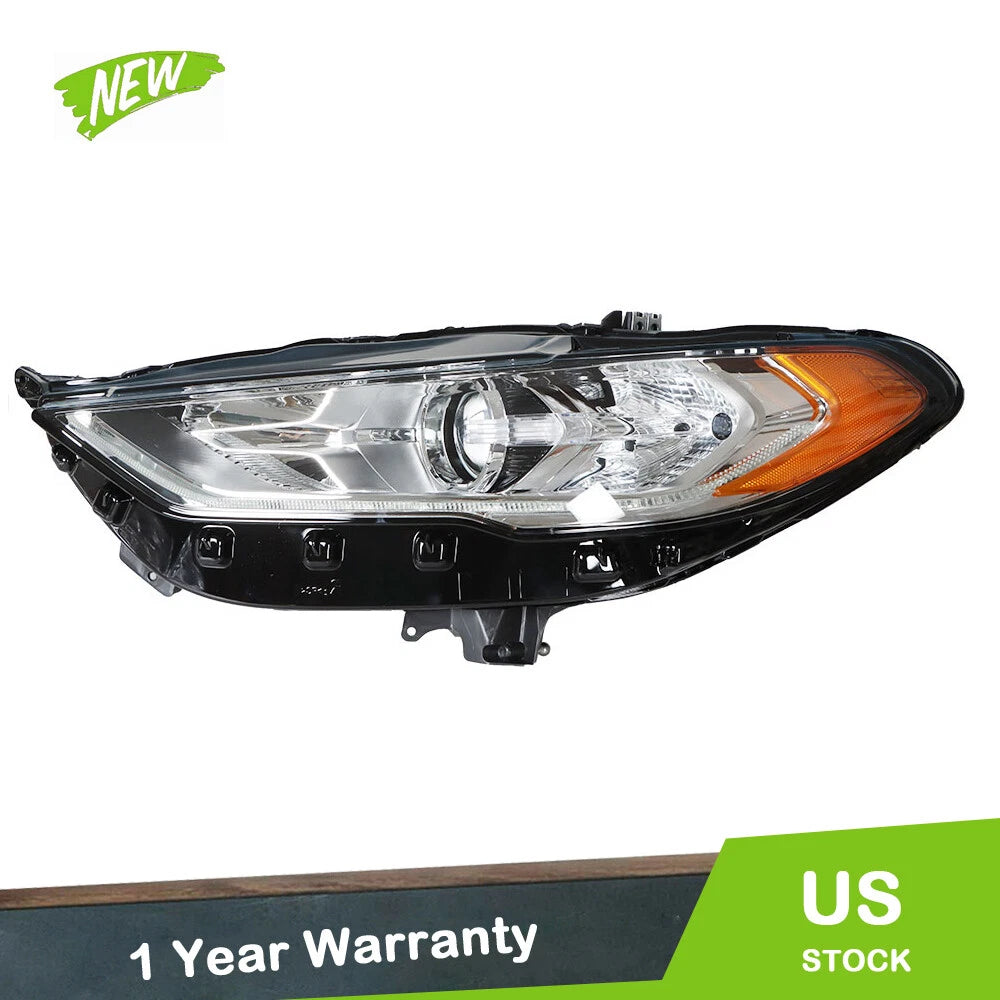Halogen Headlight for Ford Fusion (2017–2019) Chrome Clear with LED DRL