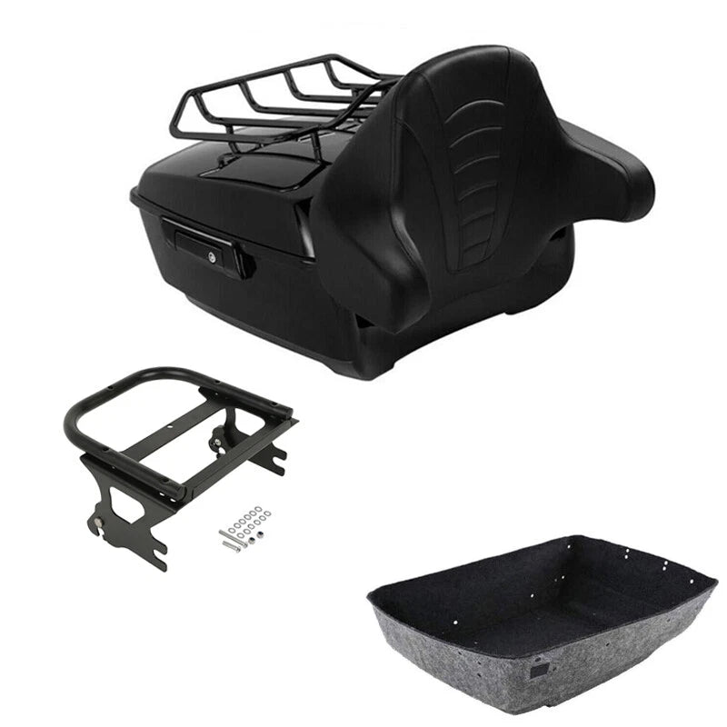 2X King Trunk Black 2 Up Rack for Harley Touring Electra Glide FLHT (1997–2008)
