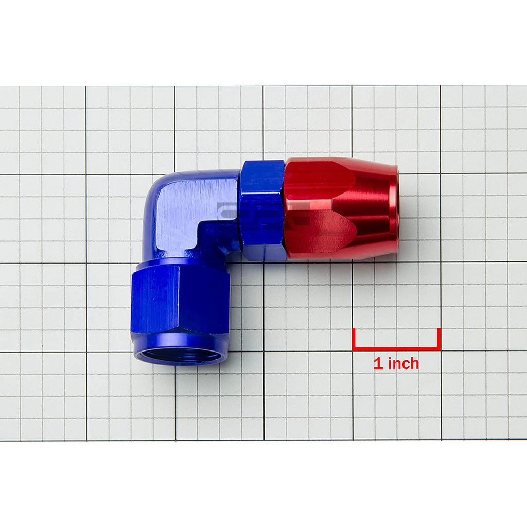 90 Degree AN10 Red/Blue Aluminum Anodized Swivel Hose End Fitting Adapter