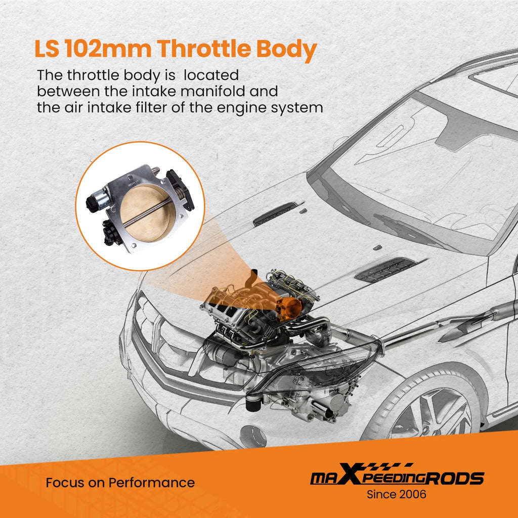 Throttle Body for GM LS Series (LS1, LS2, LS3, LS6, LS7, LSX) (102mm)