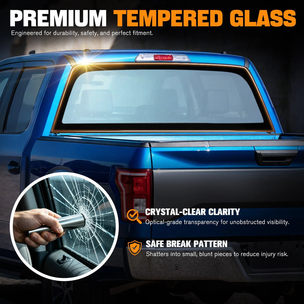 Rear Back Stationary Window Tempered Glass for Chevy Silverado GMC Sierra (2014–2019)