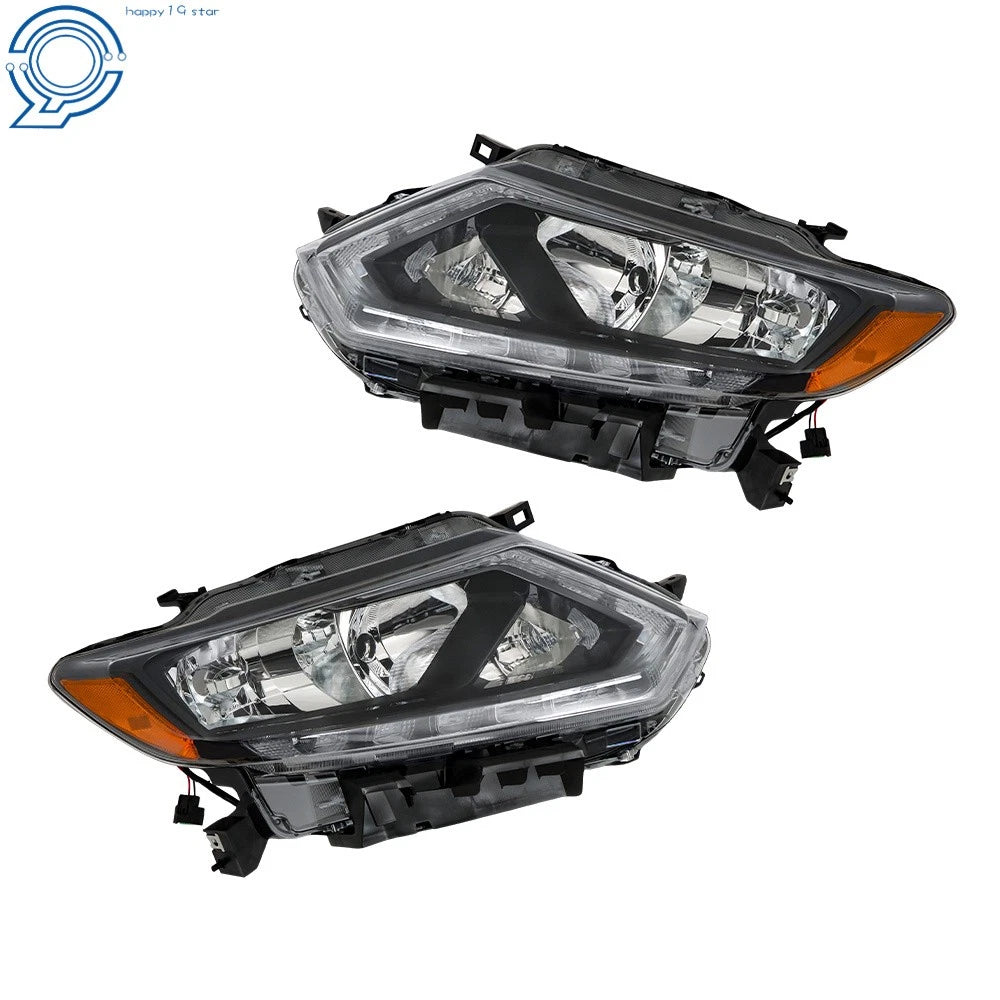 Set of 2 Halogen Headlights for Nissan Rogue (2014-2016) Chrome Clear Lens