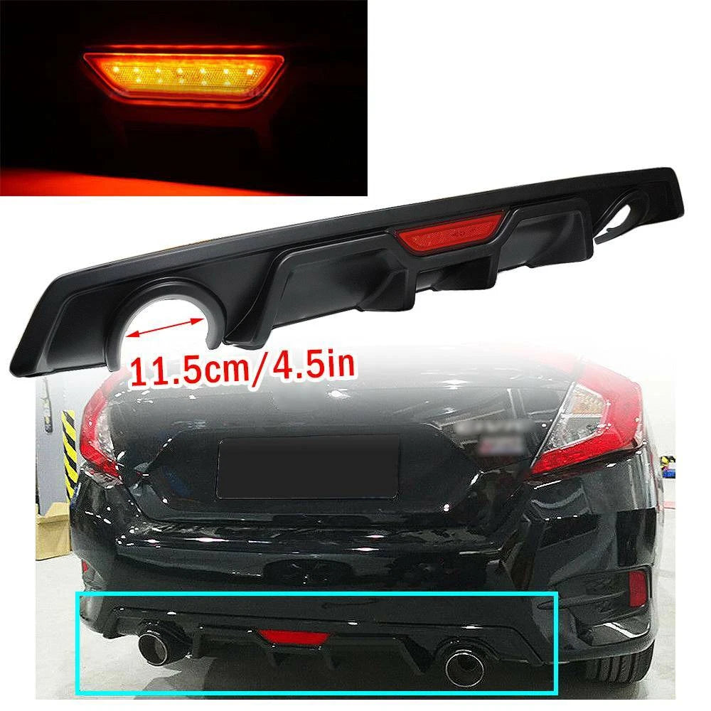 Rear Lower Bumper Diffuser w/LED 3rd Brake Light for Honda Civic 4DR (2016–2021)