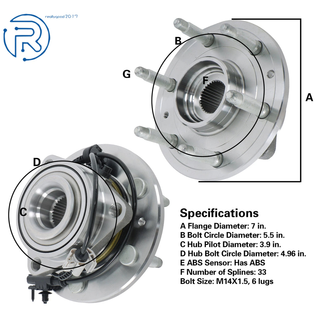 Front Wheel Bearing Hub for Chevy Avalanche & Silverado 1500 (2007-2013)