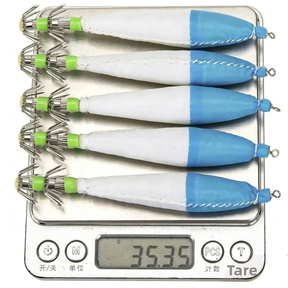 5X Squid Jig Lures for Deep Sea Fishing (Glow in Dark)