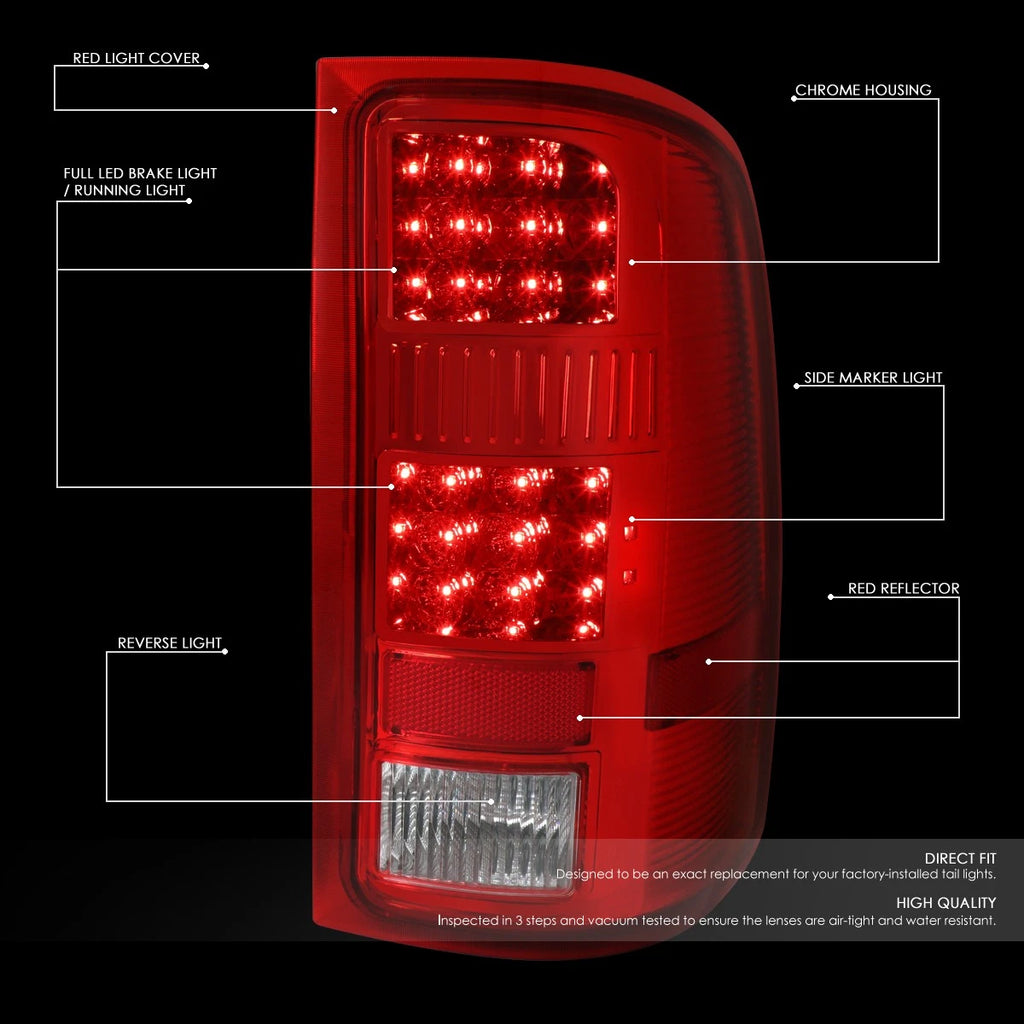 Full LED Tail Brake Light Stop Lamps for GMC Sierra 1500 2500 HD (2007–2014)