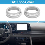 Set of 2 AC Climate Heater Switch Knob Covers for Hyundai Elantra (2021–2024) Silver Tone 640283229479