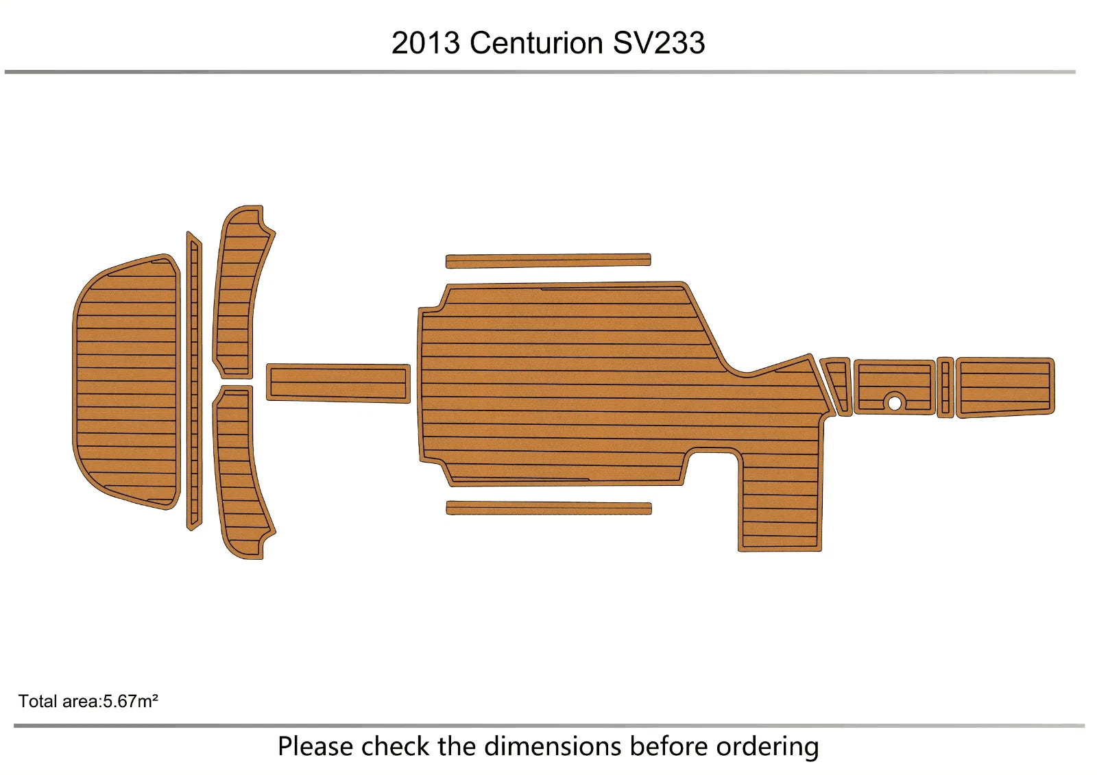 EVA Pads Faux Teak Flooring Mat for Centurion SV233 (2013)