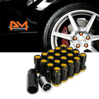 20Pc M12X1.25 Gold JDM Closed End Lug Nuts with Spline Locks & Key