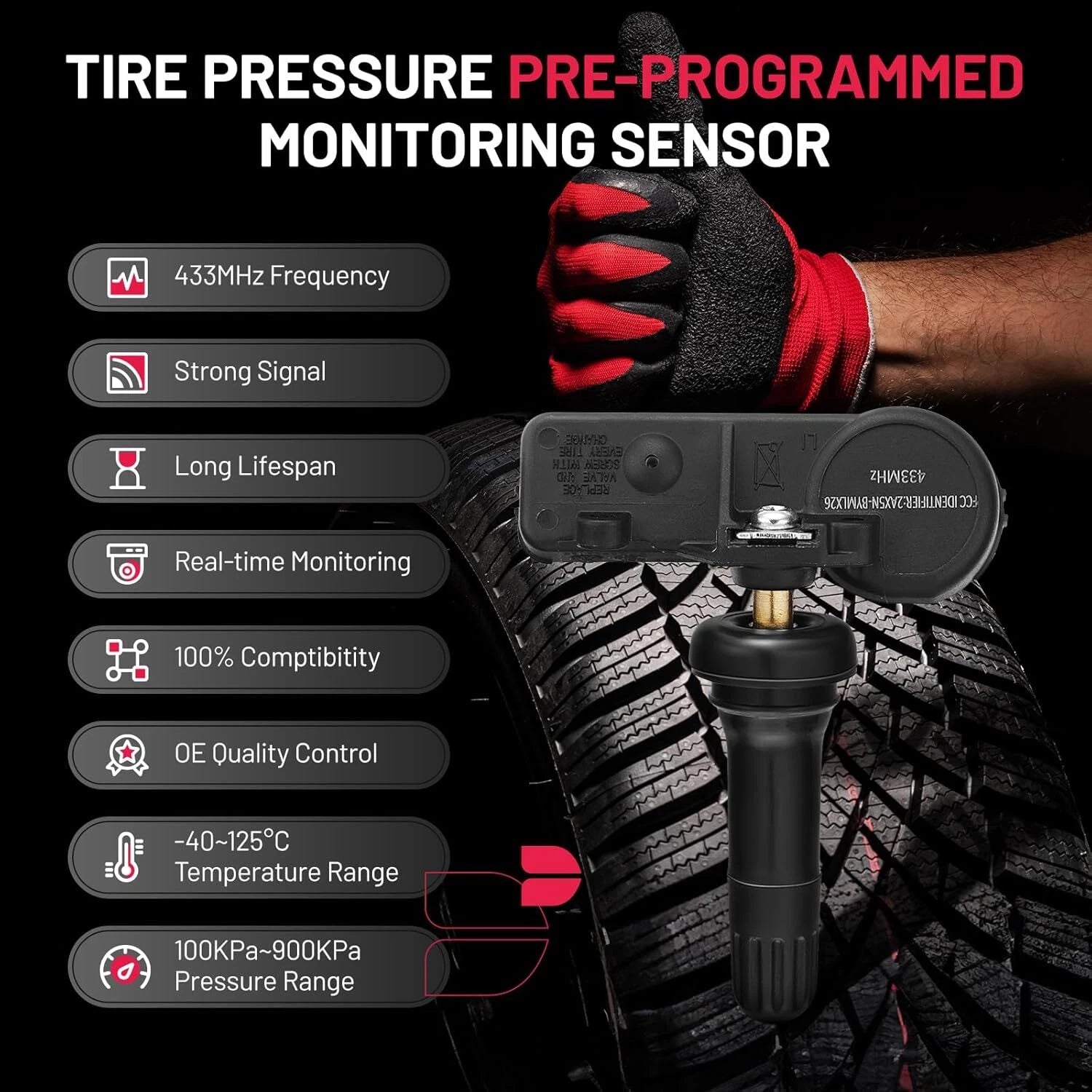 TPMS Tire Pressure Sensor Set of 4 for Dodge Chrysler Jeep RAM (2014–2018)