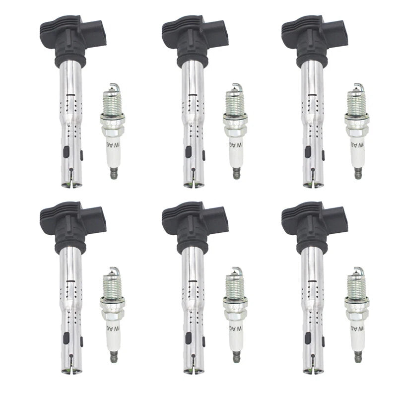 Set of 6 Ignition Coils + 6 Spark Plugs for VW Beetle Golf Audi A5 TT (2006–2019)