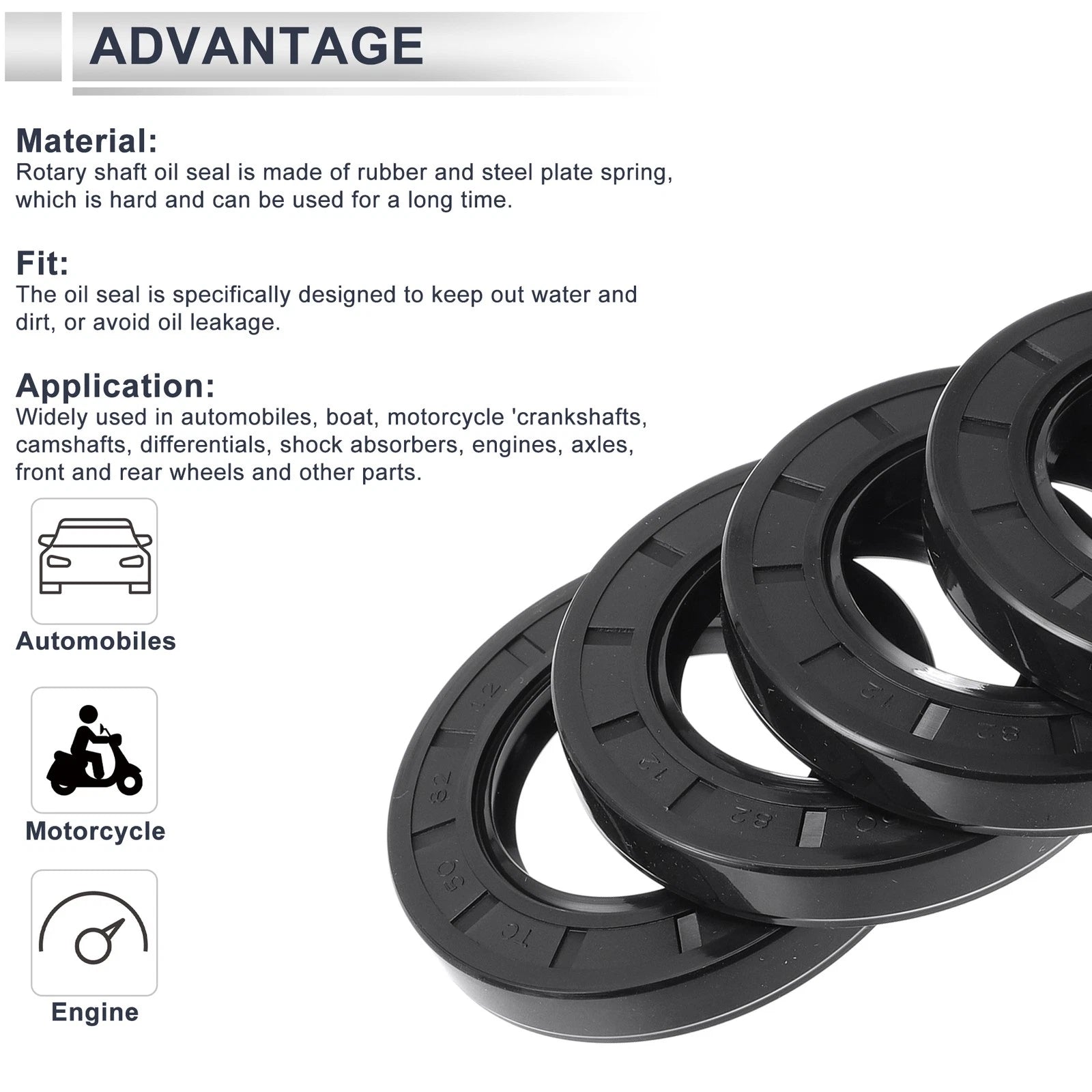Set of 5 Oil Seal Rotary Shaft Seal Nitrile Rubber 50x82x12mm
