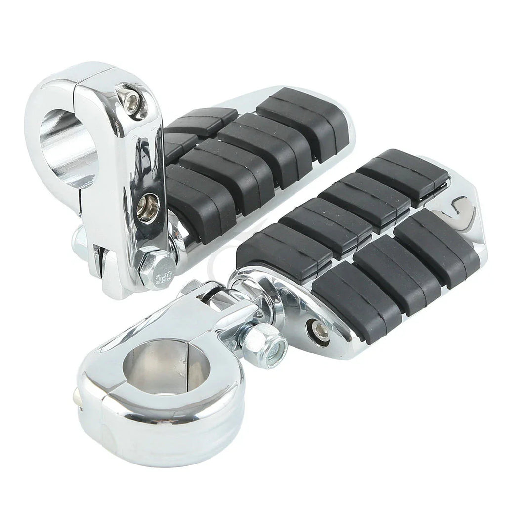 1 1/4" Wing Footpeg Pegs Mount Clamps for Harley Yamaha Chrome