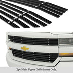 Upper Black Wide Rivet Billet Grille Insert for Chevy Silverado 1500 (2016-2018)