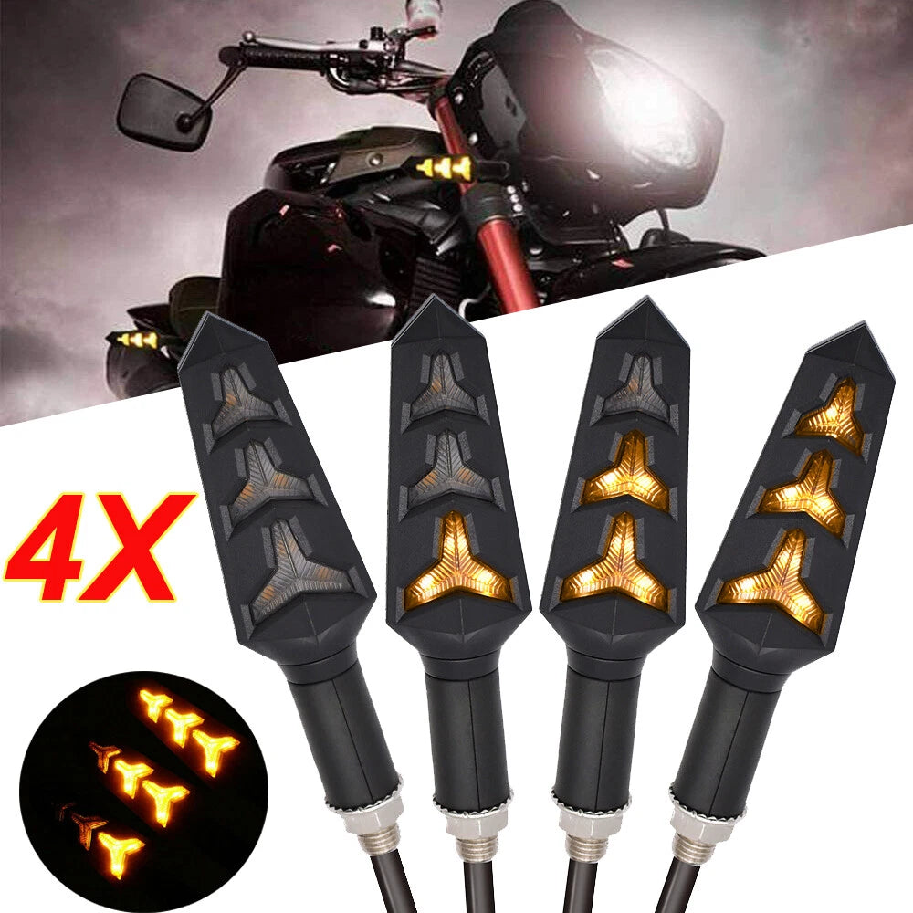 4X Sequential LED Turn Signal Blinker Light for Motorcycle (Universal)