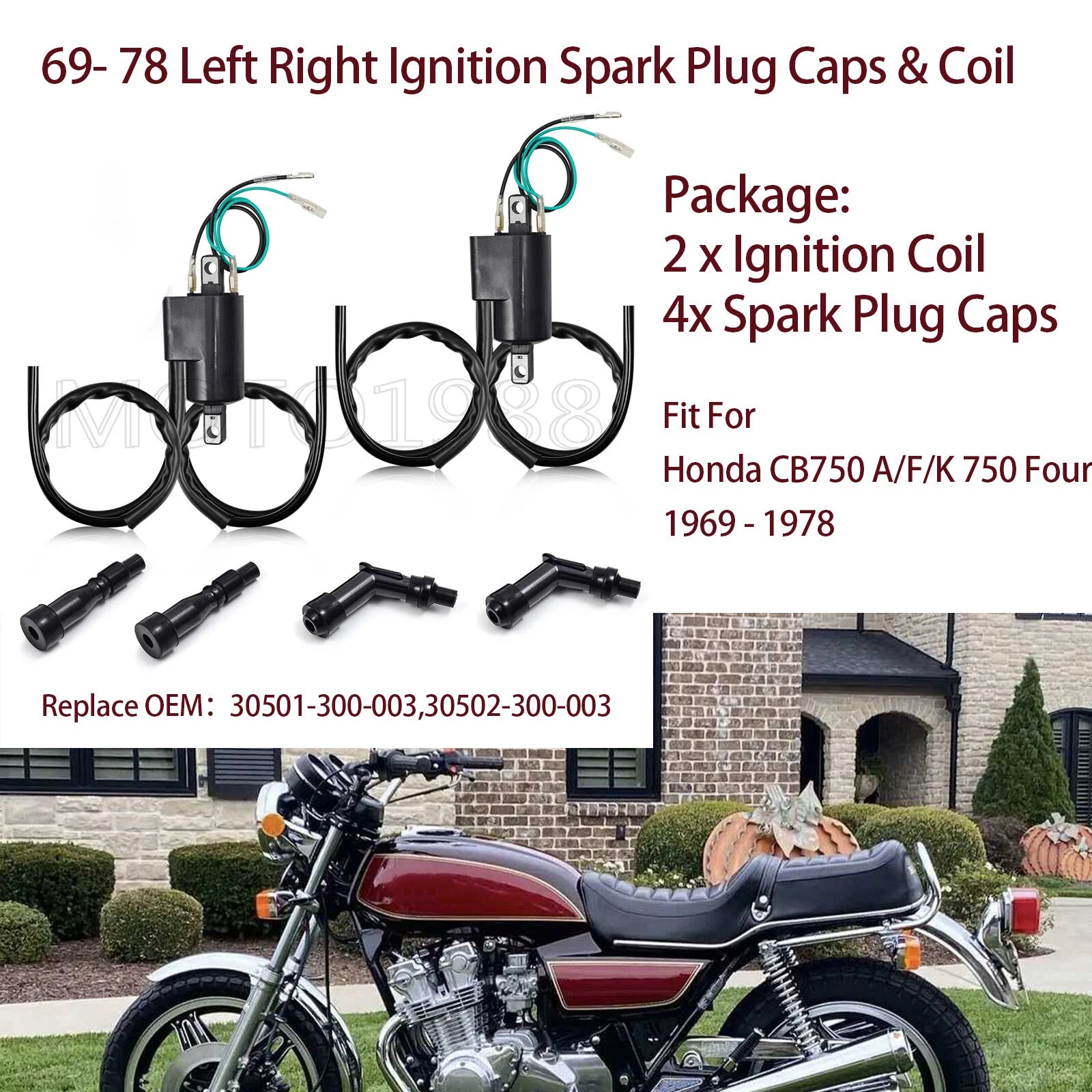 Ignition Coils & Spark Plug Caps for Honda CB750 (1975-1978)
