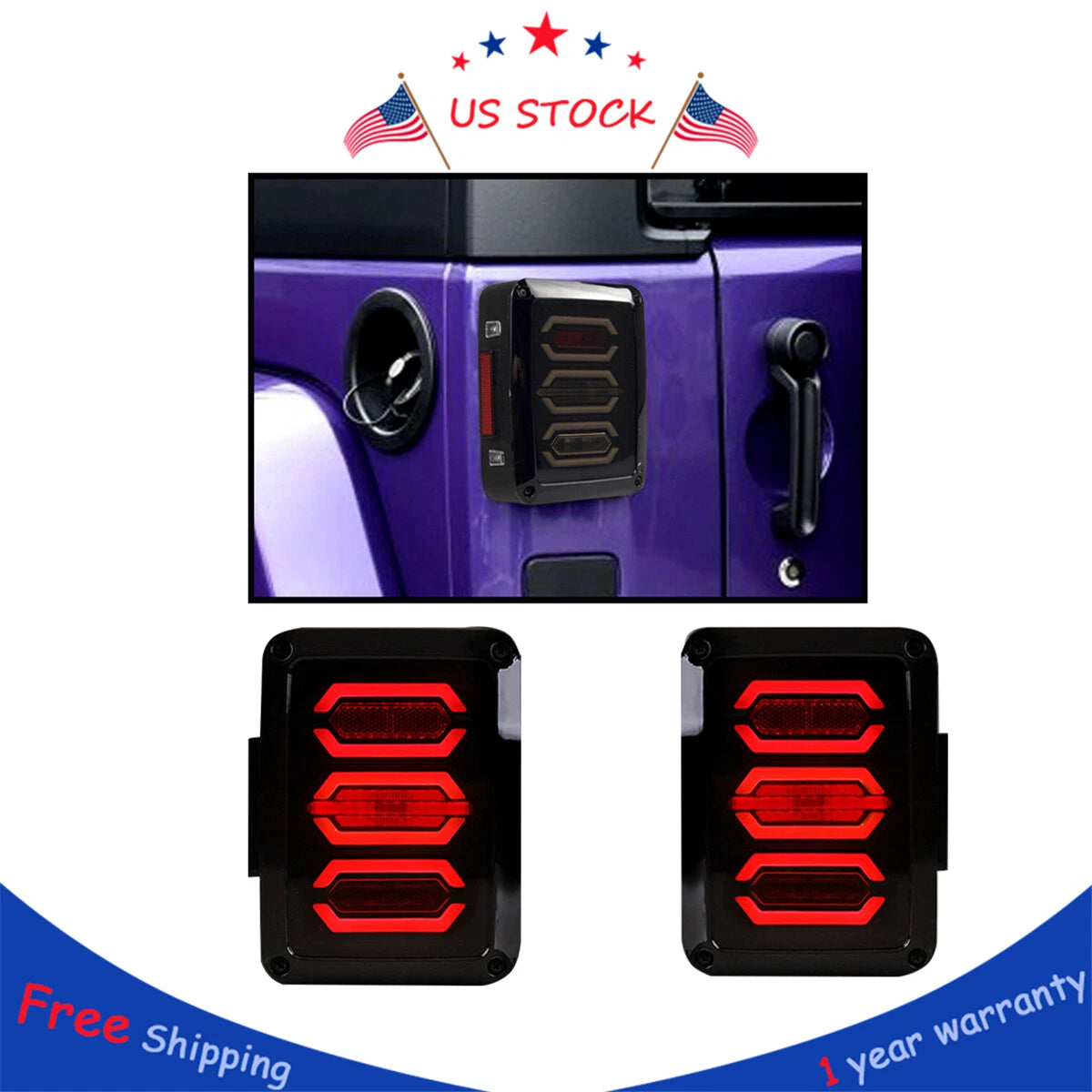 LED Tail Lights for Jeep Wrangler JKU JK (2007–2018) Smoked