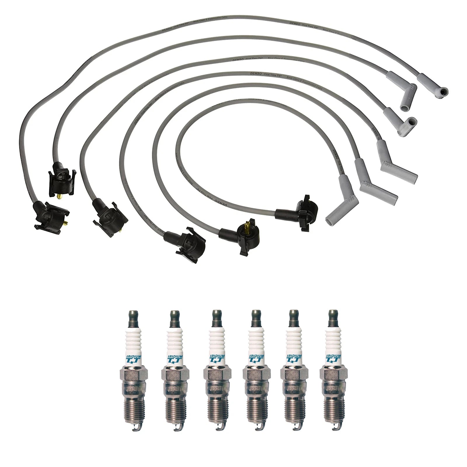 Denso 8mm Wire Set & 6 Iridium TT Spark Plugs for Ford 4.2L V6 (2000–2003)