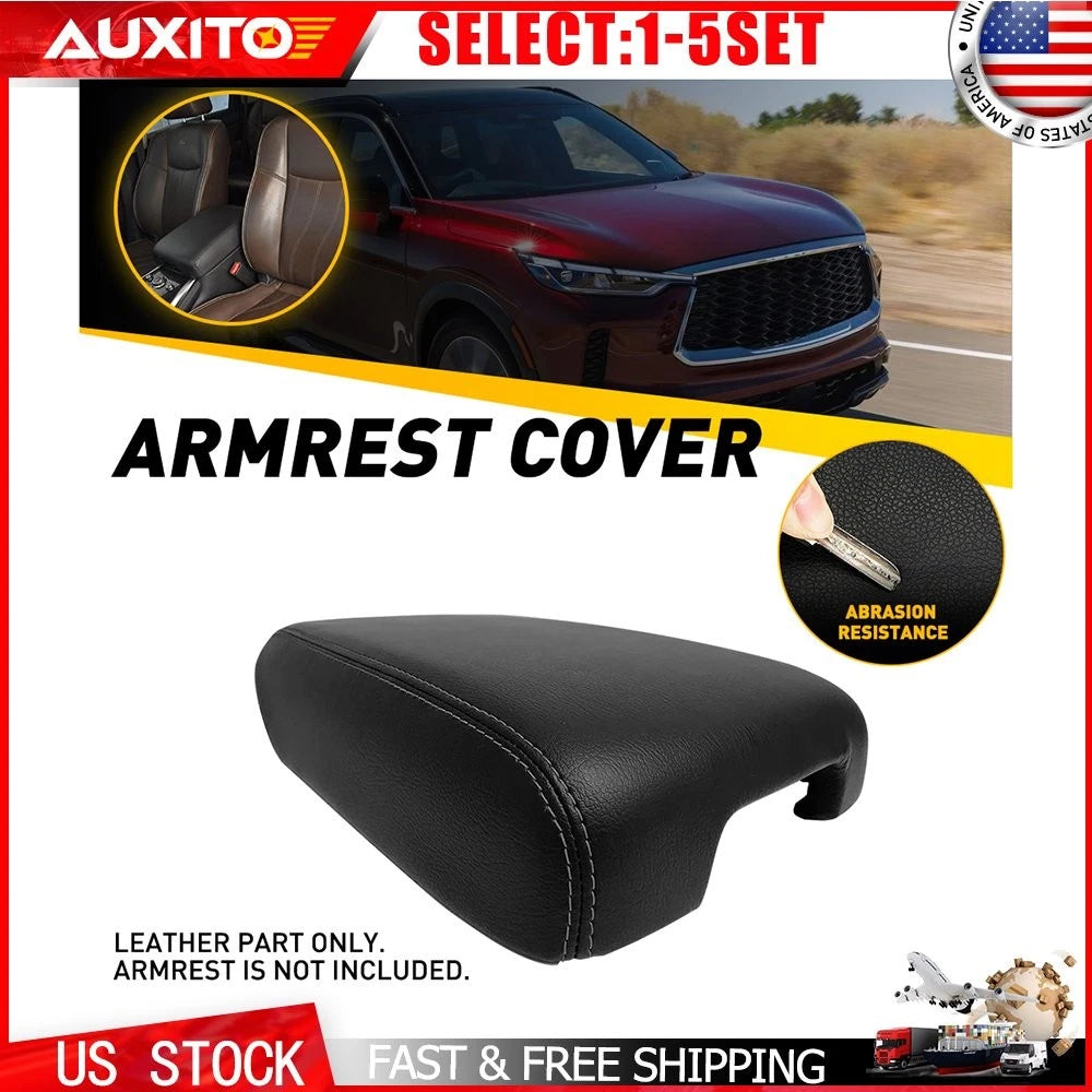 Leather Armrest Cover for Infiniti QX60 (2014–2020) Black 1-5X