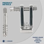 2X Bimini Top Hardware 90 Degree Deck Hinge w/Removable Pin Stainless Steel