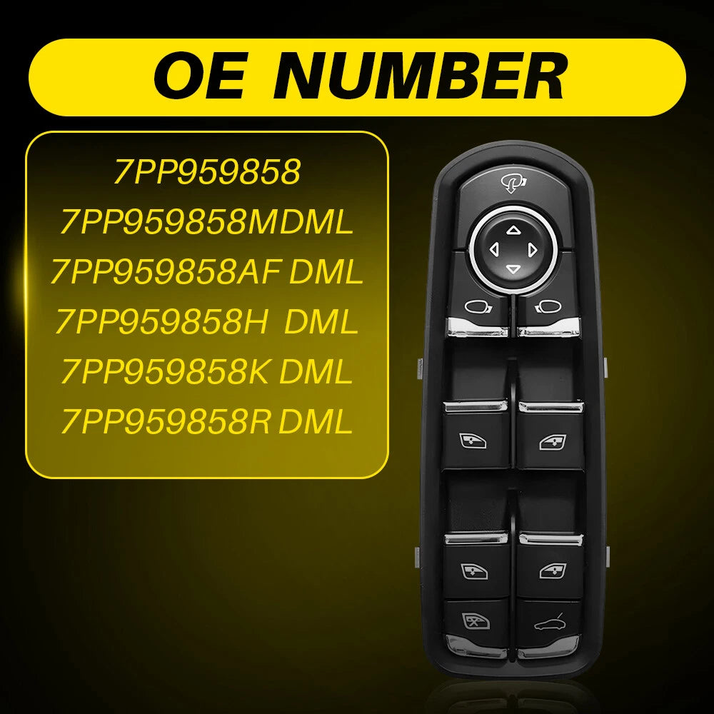 Window Switch for Porsche Cayenne Panamera Macan (2011–2014) Front Driver Side Black