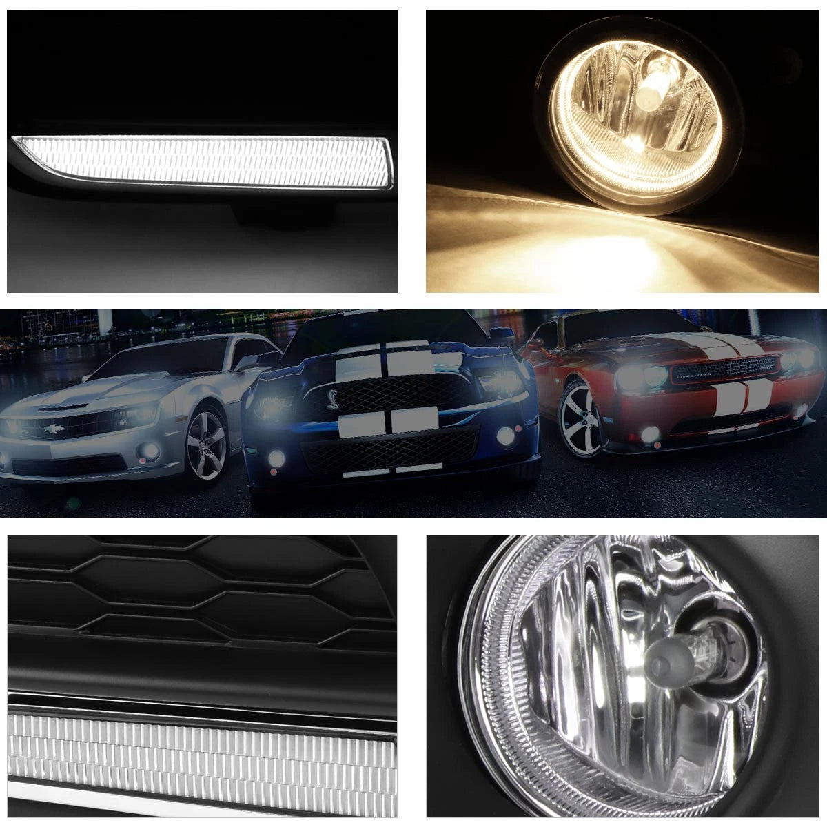 LED Fog Lights for Honda Civic FC/FK (2016–2017) - Clear Lens, Wiring, Switch