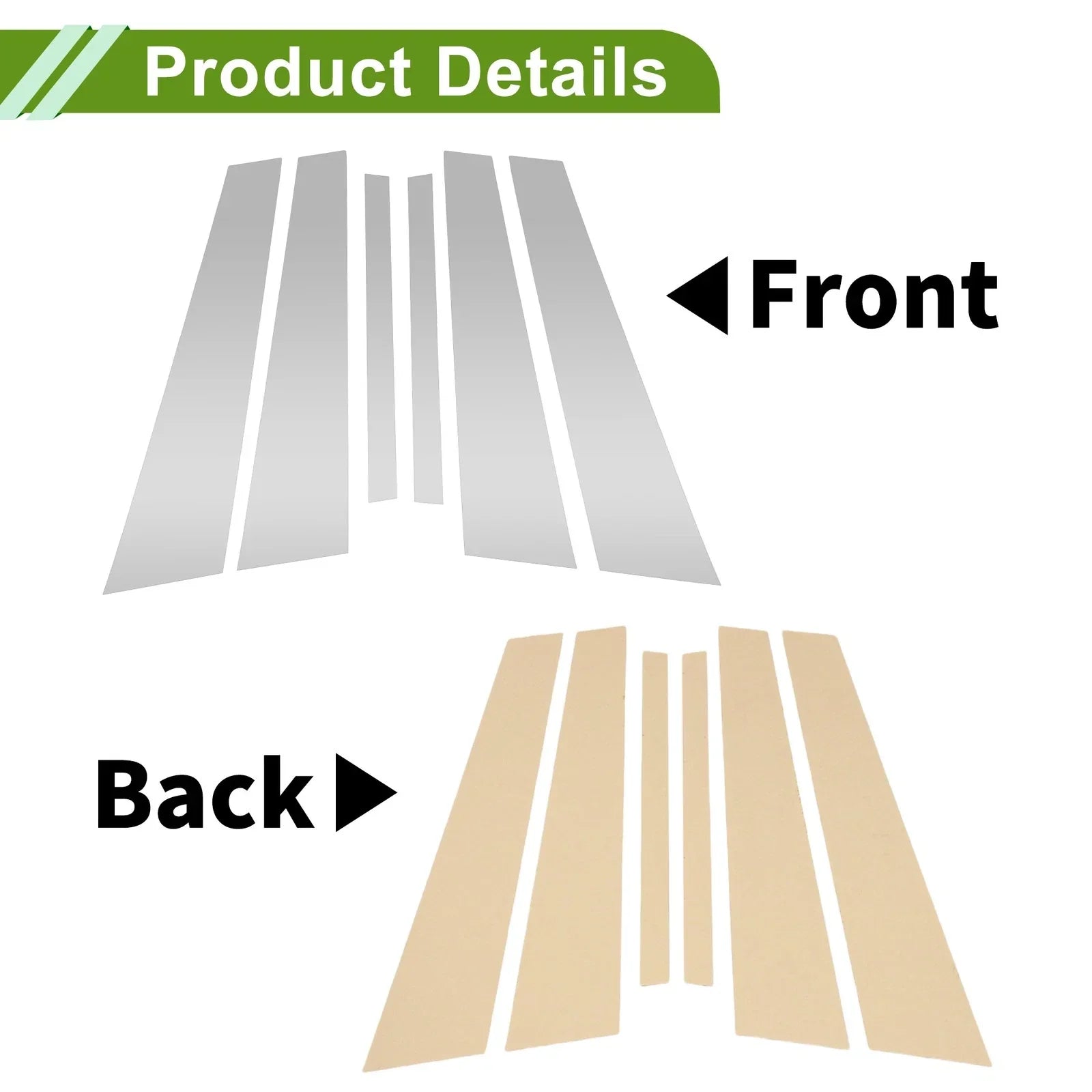 6 Pcs Door Pillar Window Trim for BMW 5-Series (2011-2017) Silver Tone