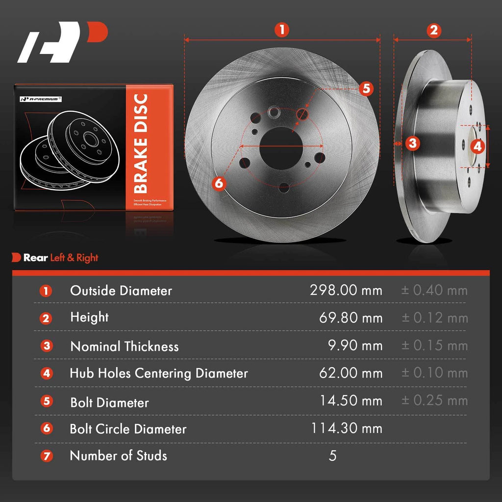 Rear Disc Brake Rotors for Toyota Venza (2009–2016)