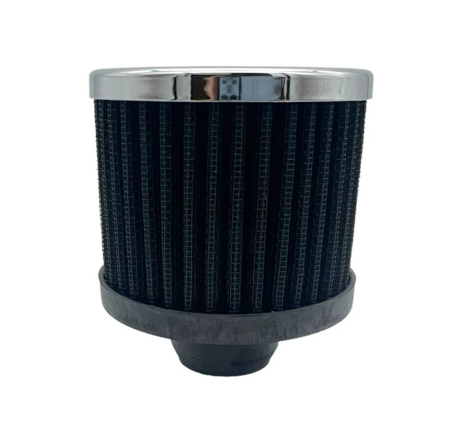 Chrome Valve Cover Breather Push-In for 1-1/4 in Hole (Black Filter)
