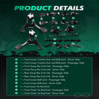 12Pcs Suspension Kit Control Arms for Honda Civic (2006–2011)