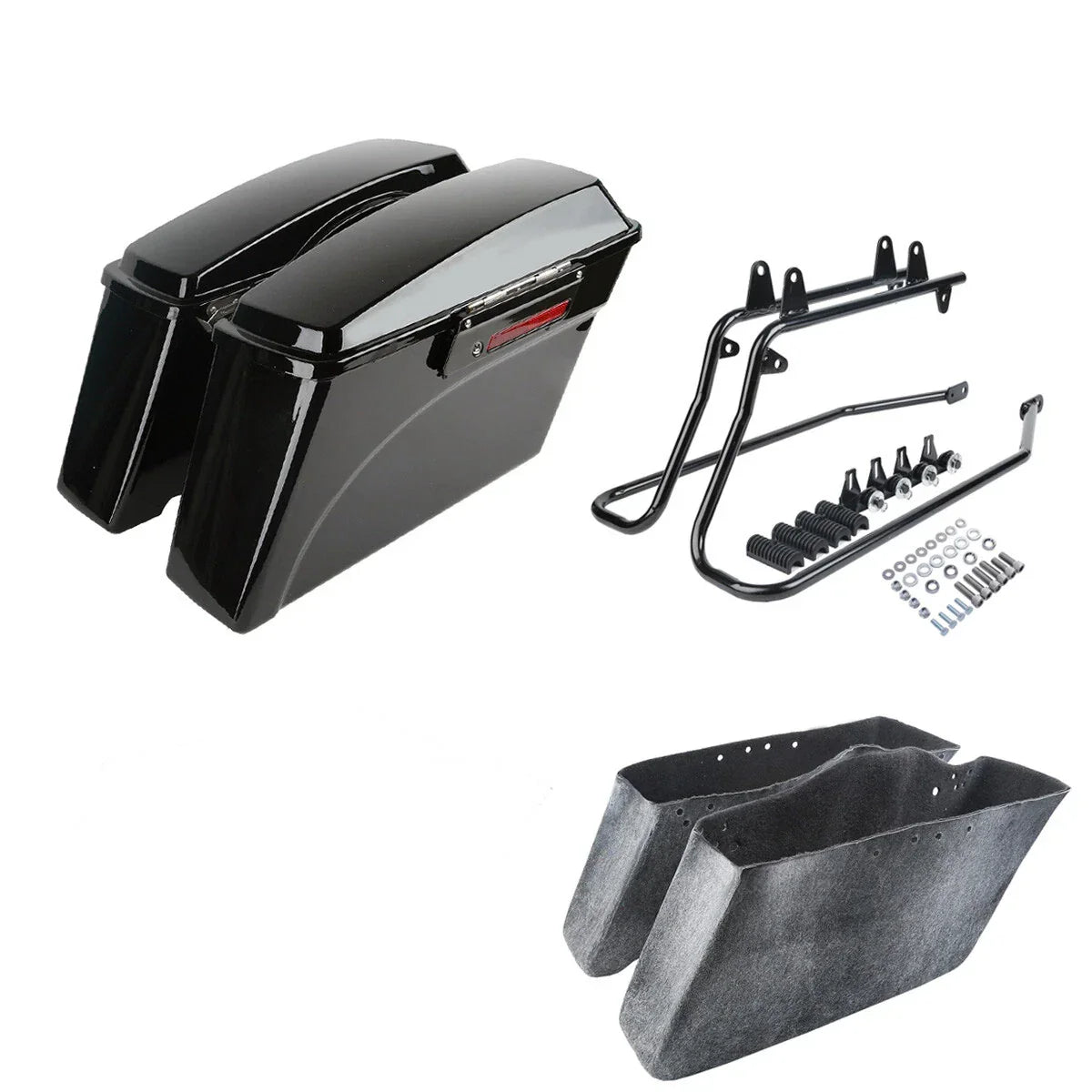 Black Saddlebags Conversion Brackets for Harley Softail (1986-2017)