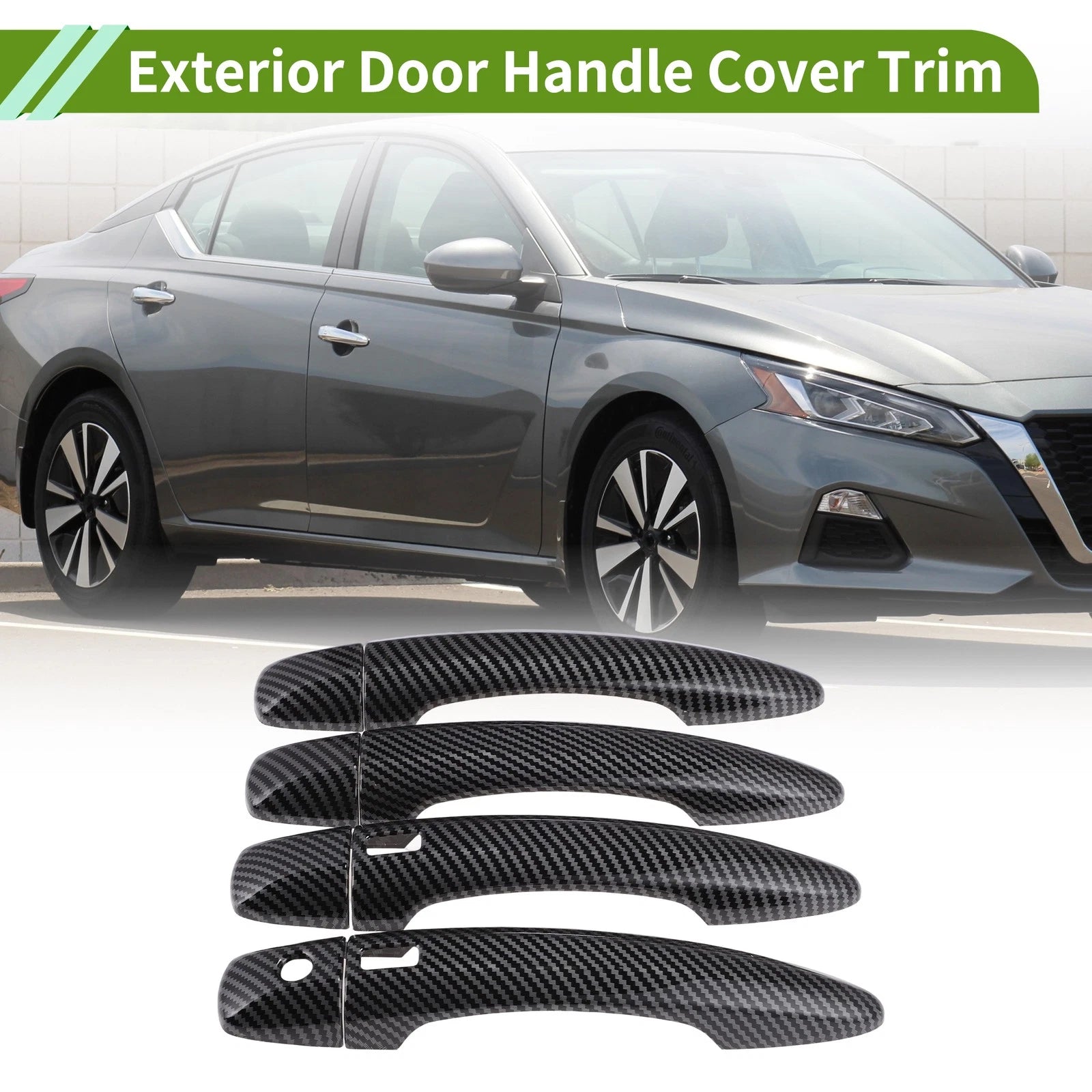 Exterior Door Handle Cover Trim for Nissan Sentra Sedan (2020–2022) Carbon Fiber Black
