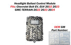 Headlight Ballast Control Module for Chevrolet Bolt EV (2022–2023) 13526415