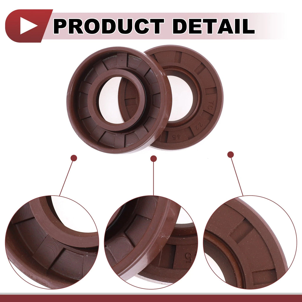 Set of 2 Oil Seal Rotary Shaft Seal FKM Rubber 22x45x10mm  