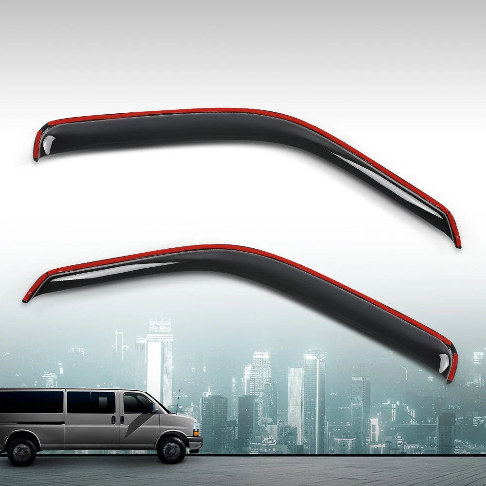 2X Sun Rain Guard Window Visor for Chevy Express 2500 3500 (1996–2025)