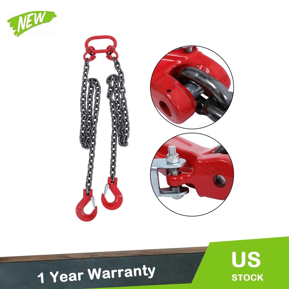 2X Chain Sling 3/8 Inch x 5 Ft 8800lbs G80 Lifting Chains with Grab Hooks