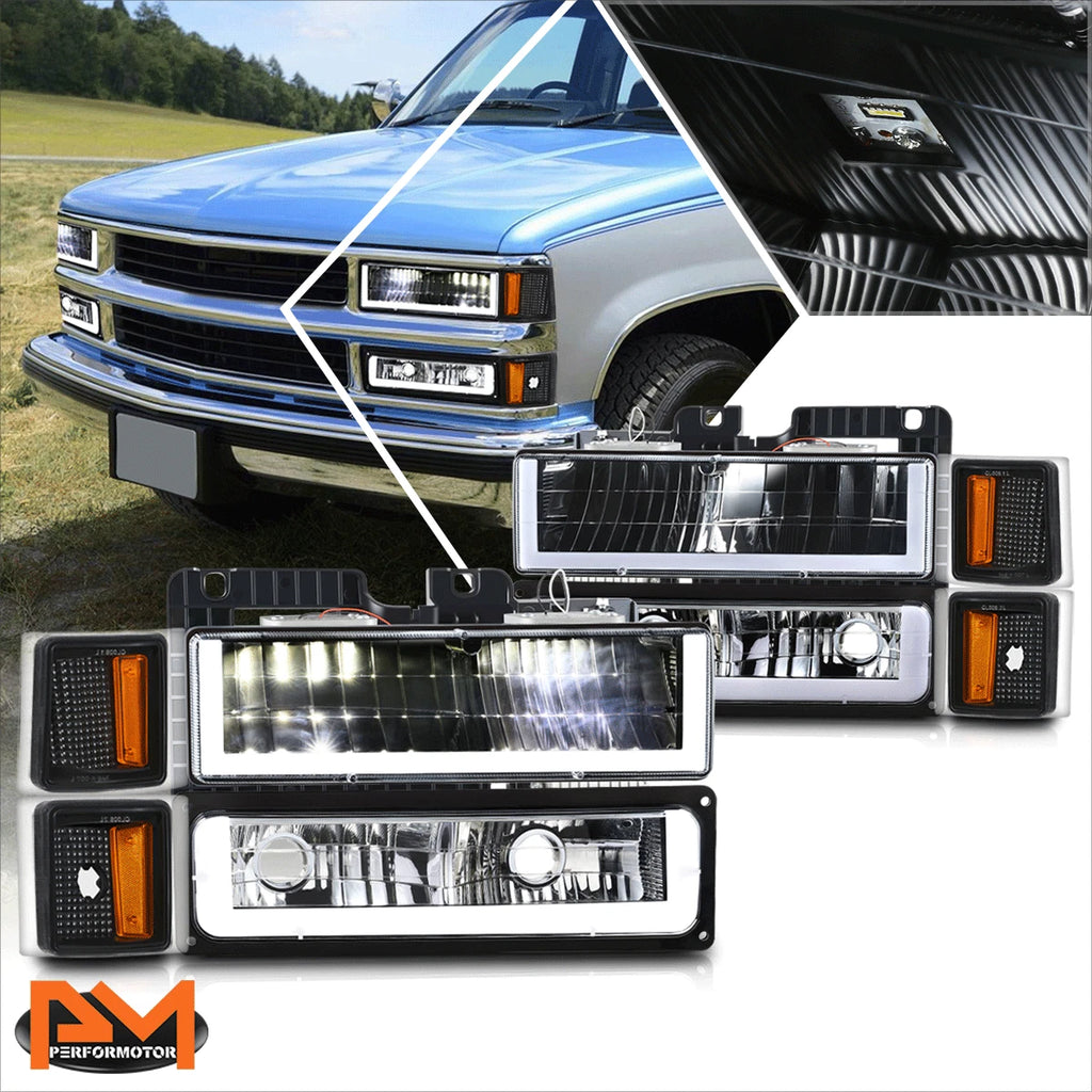 U-Shape LED DRL Headlights for Chevy C/K Pickup Suburban Tahoe (1994–2000)