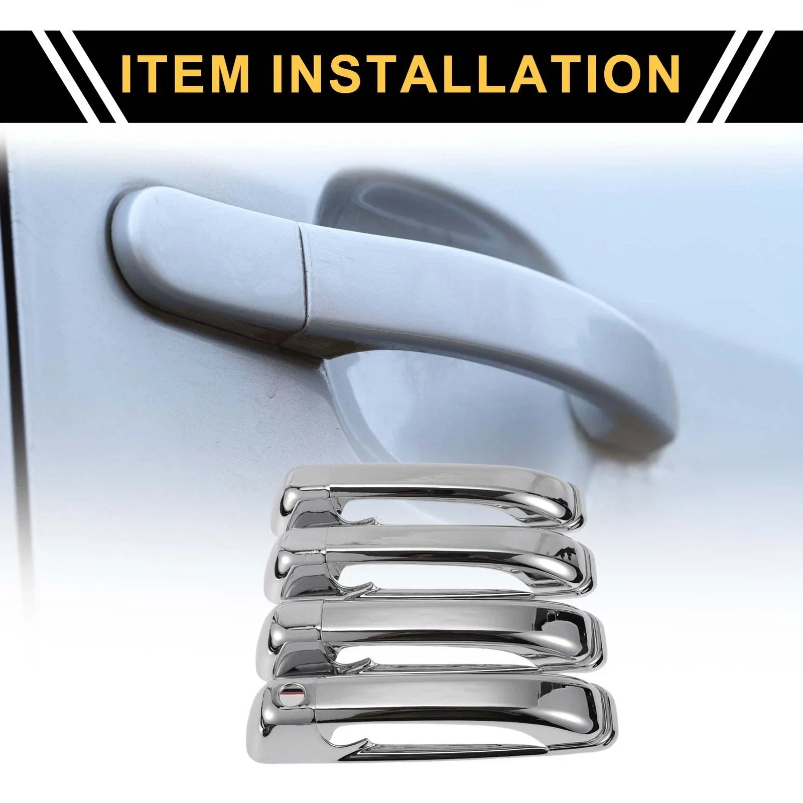 Car Door Handle Protector Set for Dodge Ram 1500 (2009-2018) Silver Tone