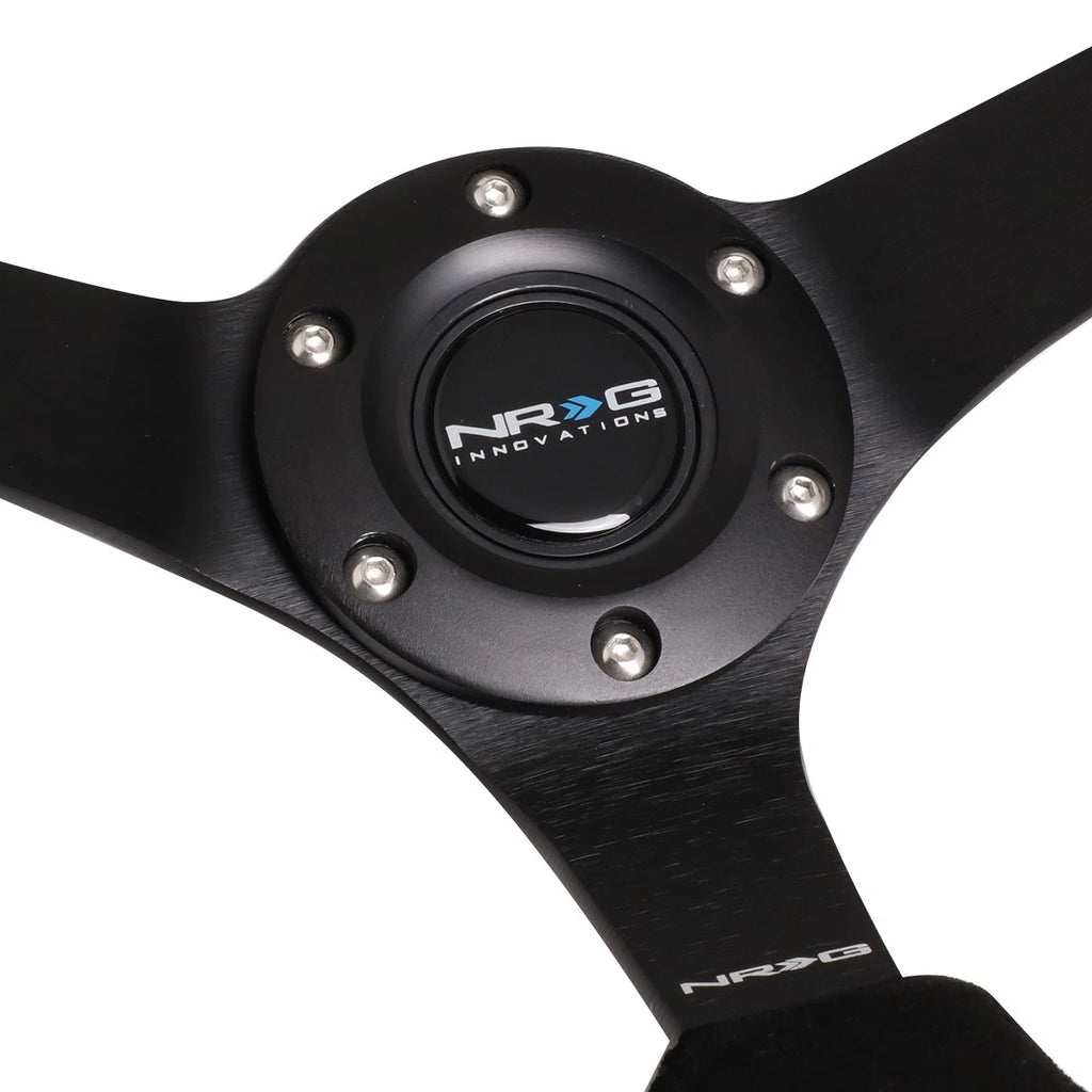 NRG 33cm 3" Deep Dish Black Suede Steering Wheel for Universal Fit (All Years)