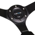 NRG 33cm 3" Deep Dish Black Suede Steering Wheel for Universal Fit (All Years)