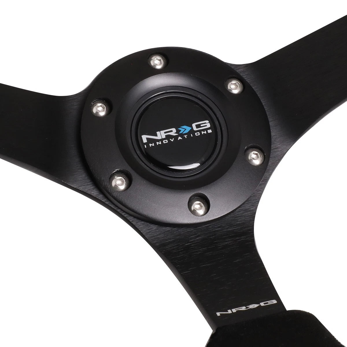 NRG 33cm 3" Deep Dish Black Suede Steering Wheel for Universal Fit (All Years)