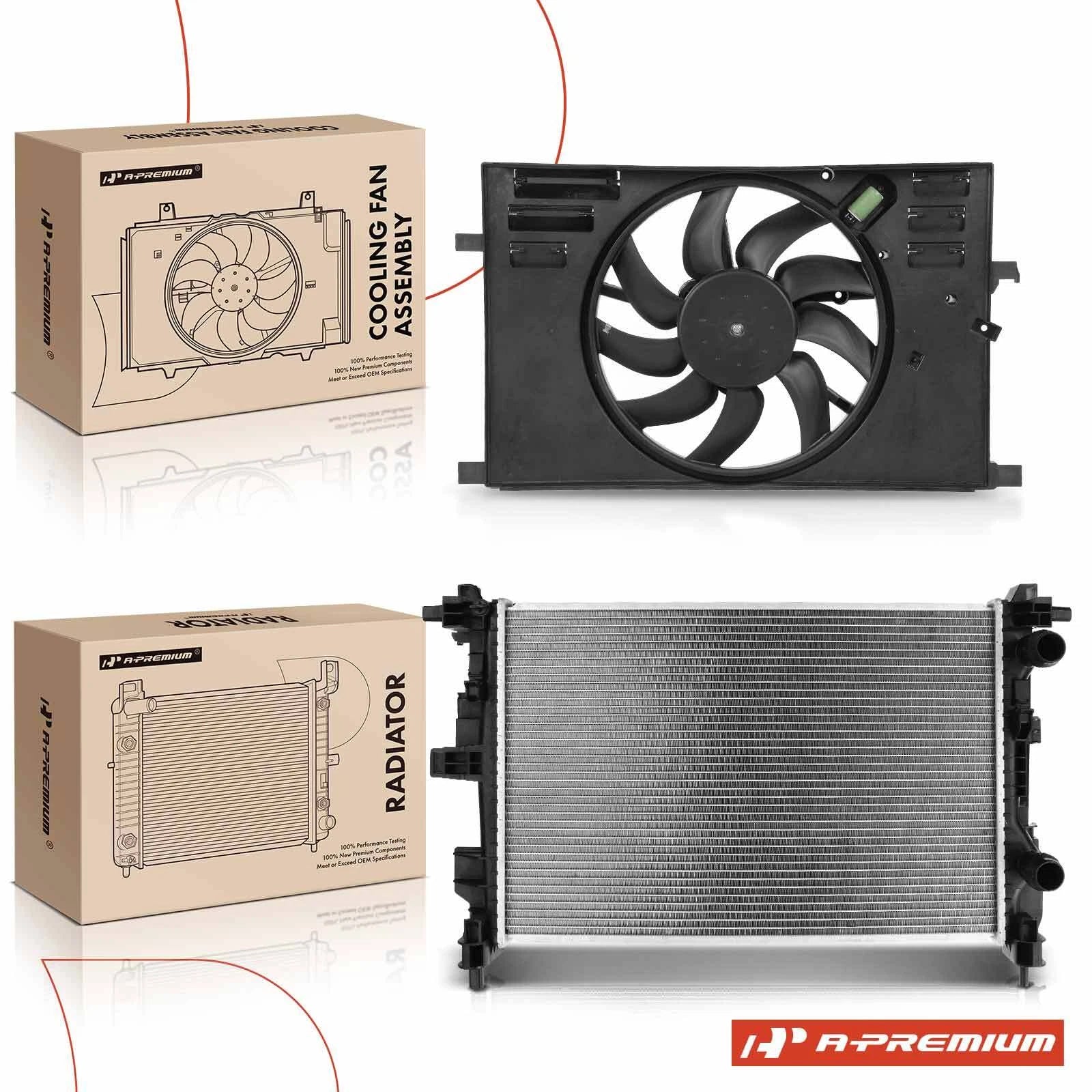Radiator and Cooling Fan Assembly for Fiat 500X (2016–2018) Jeep Renegade (2015–2019)