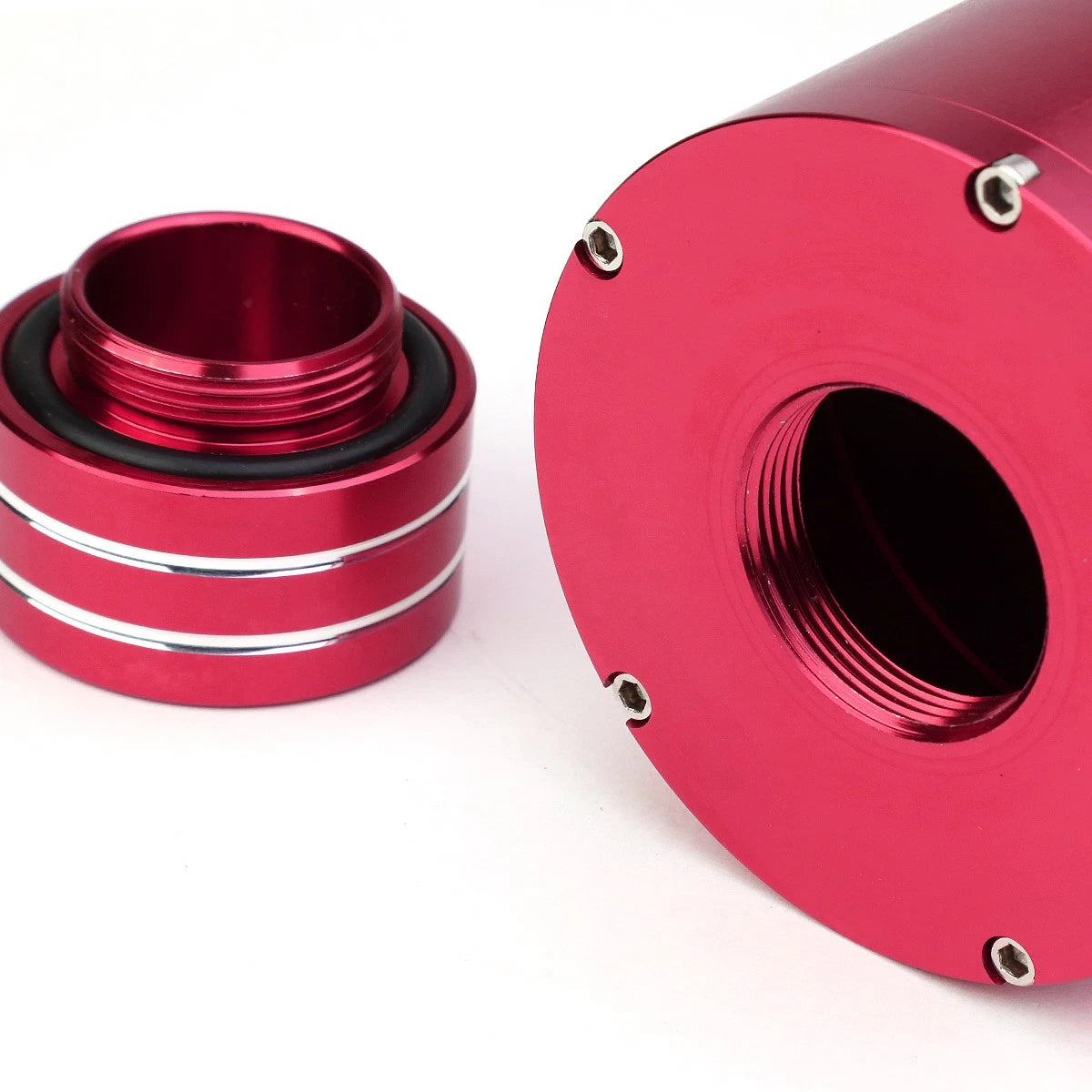 8.5" x 3" Anodized Aluminum Pink Coolant Recovery Overflow Reservoir Tank