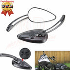 Black Skull Teardrop Rear View Mirrors for Harley Sportster Dyna Touring Softail (2004–2023)