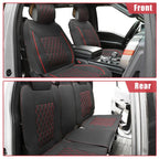 Car Front Rear Seat Covers for Dodge Ram 1500 2009-2023 Black Red 5 x Pcs