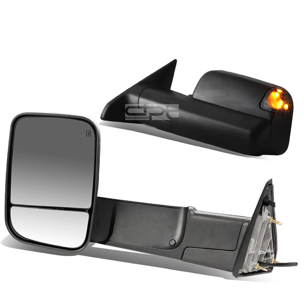 Set of 2 Power Heated LED Smoked Towing Mirrors for Dodge Ram (2009–2012)