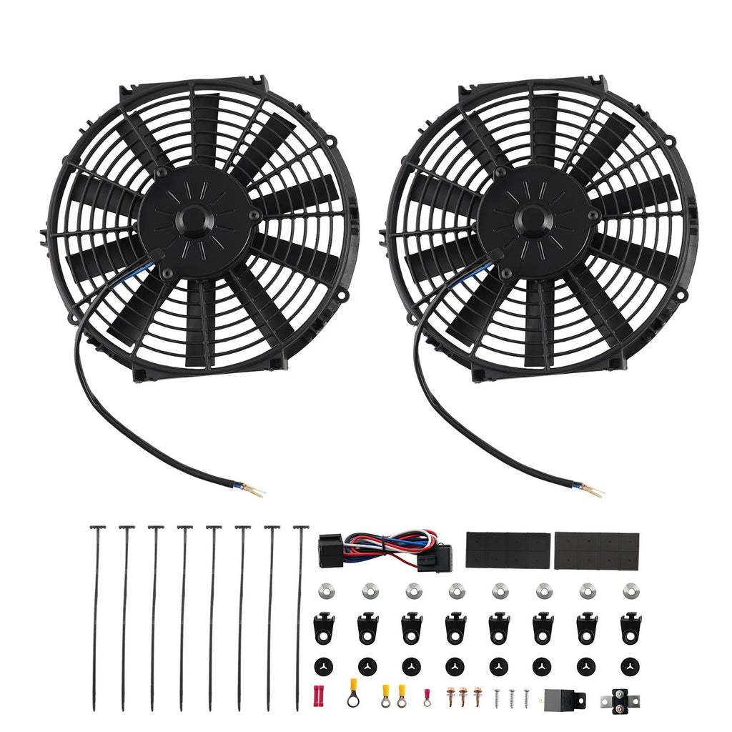 2X Electric Radiator Cooling Fan Assembly 80W 12V Universal
