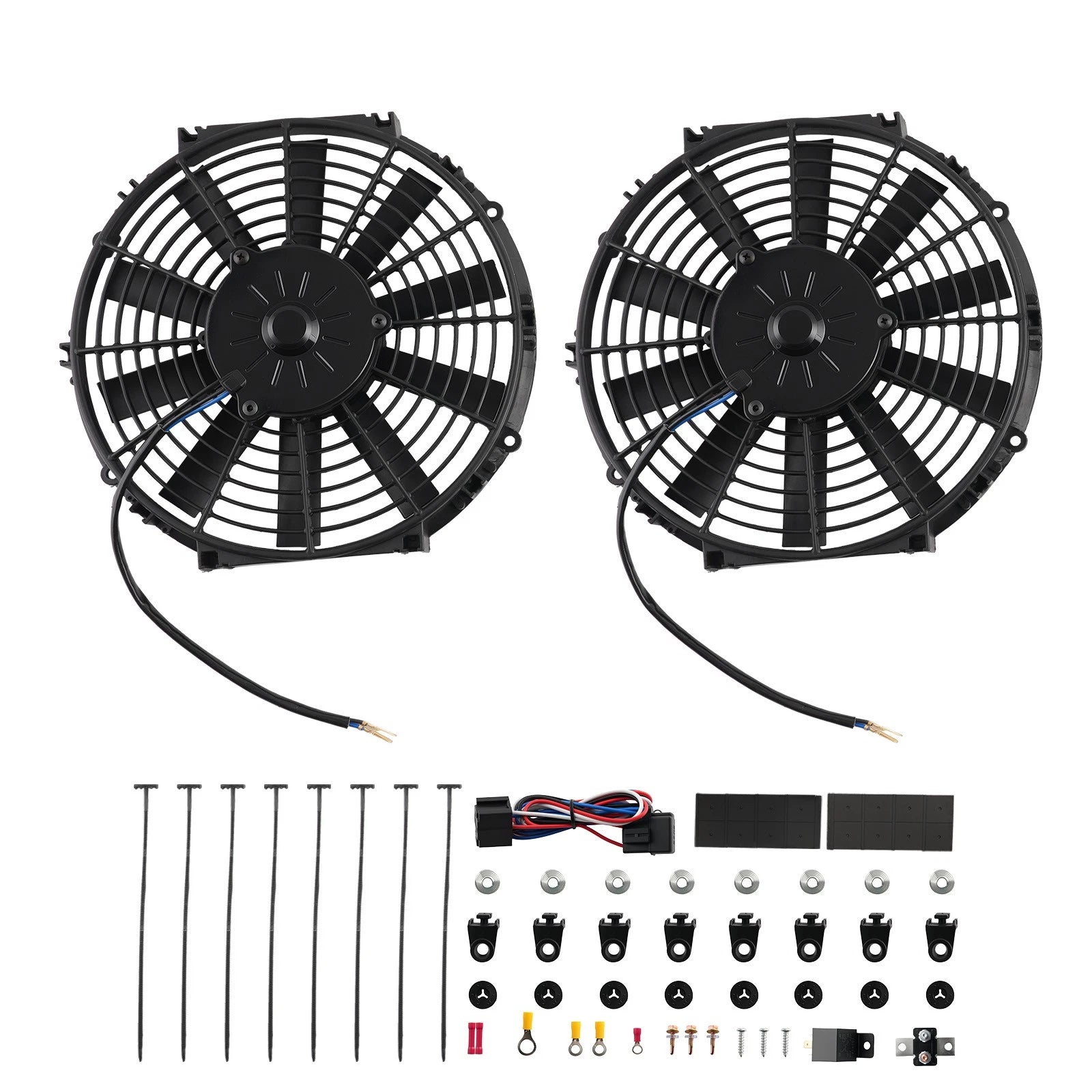 2X Electric Radiator Cooling Fan Assembly 80W 12V Universal