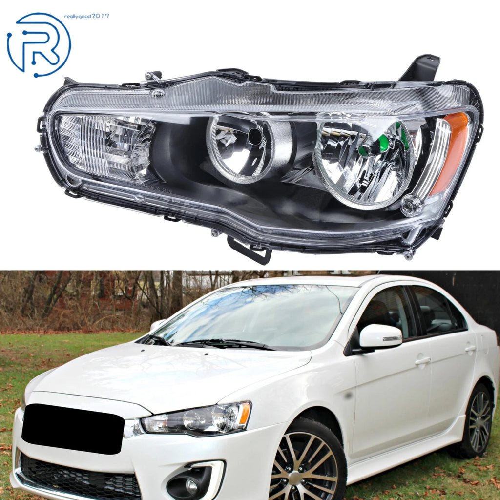 Black Housing Headlight for Mitsubishi Lancer EVO X (2008–2017) Left Side Halogen