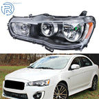 Black Housing Headlight for Mitsubishi Lancer EVO X (2008–2017) Left Side Halogen